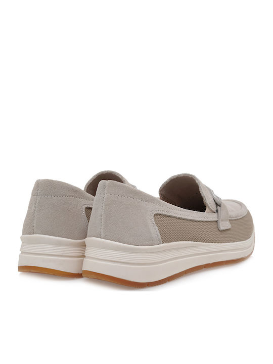 Δερμάτινα Γυναικεία Loafers σε Λευκό Χρώμα
