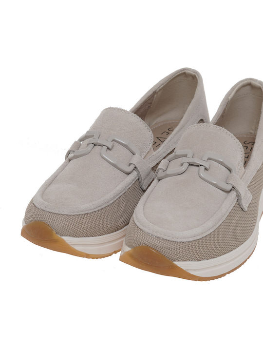 Δερμάτινα Γυναικεία Loafers σε Λευκό Χρώμα
