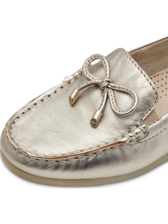 Leather Women's Moccasins in Gold Color