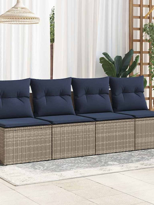 Two-Seater Outdoor Rattan Sofa with Cushions 55x55x69cm