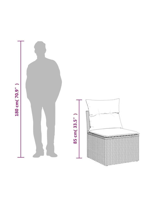 Two-Seater Outdoor Sofa Rattan with Cushions 55x55x69cm