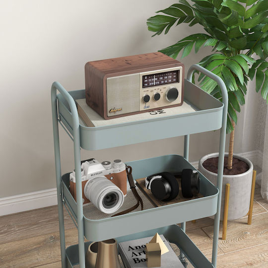 HomCom HomCom Kitchen Cart Metallic 3 Tiers Blue 45x30.6x79cm