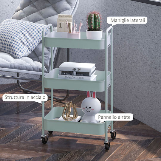HomCom HomCom Kitchen Cart Metallic 3 Tiers Blue 45x30.6x79cm