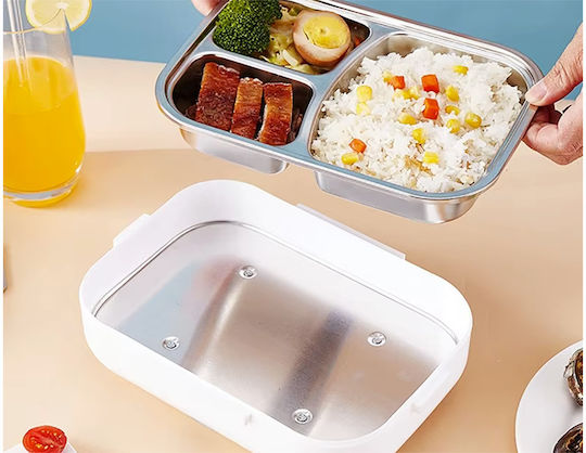 Verk Group Recipient Electric De Prânz Din Inox Alb Cu Compartimente 900ml