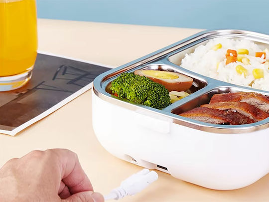 Verk Group Recipient Electric De Prânz Din Inox Alb Cu Compartimente 900ml