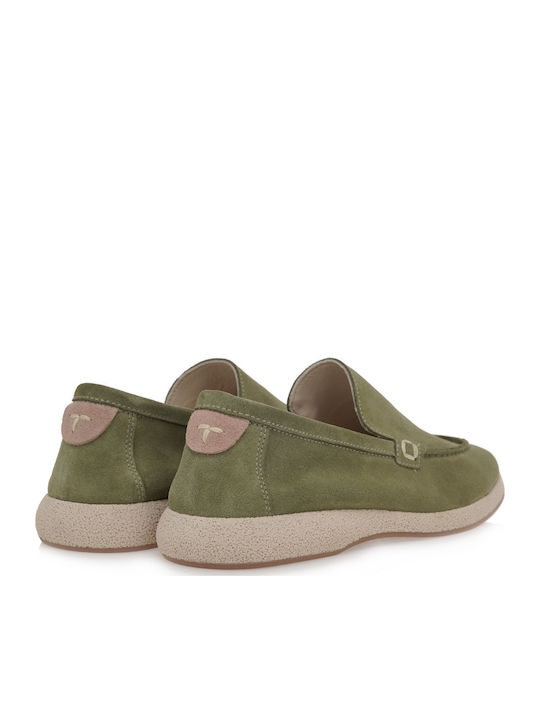 Δερμάτινα Γυναικεία Loafers σε Πράσινο Χρώμα