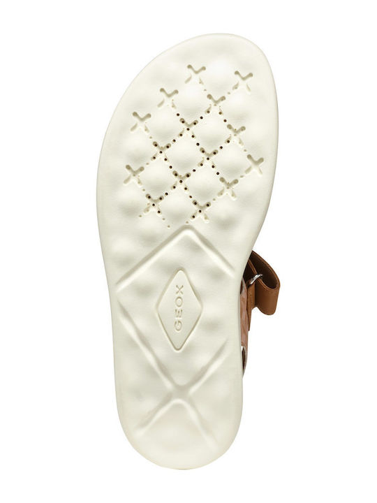 Leder Flache Sandalen für Damen mit Riemen Flatforms in Braun Farbe