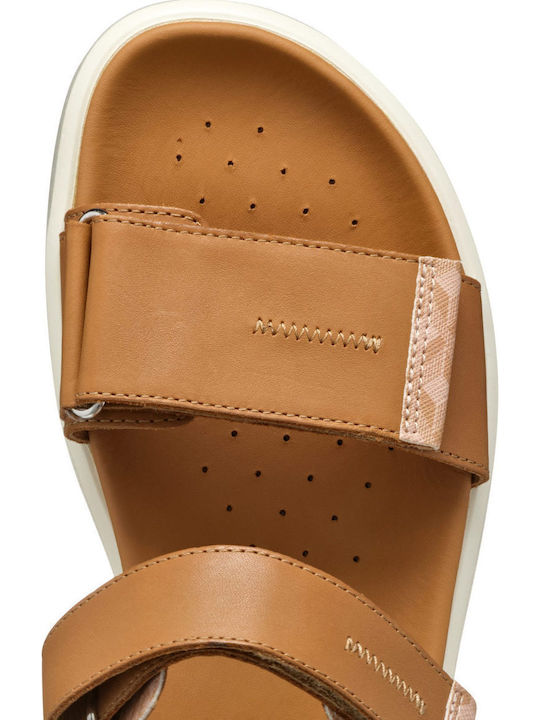Leder Flache Sandalen für Damen mit Riemen Flatforms in Braun Farbe