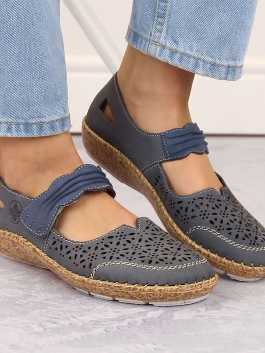 Damen Slip-Ons Leder Blau