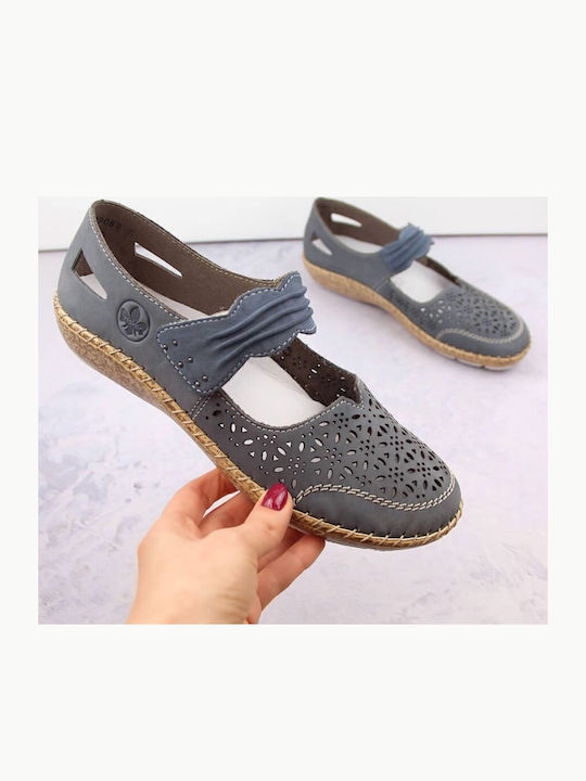 Damen Slip-Ons Leder Blau