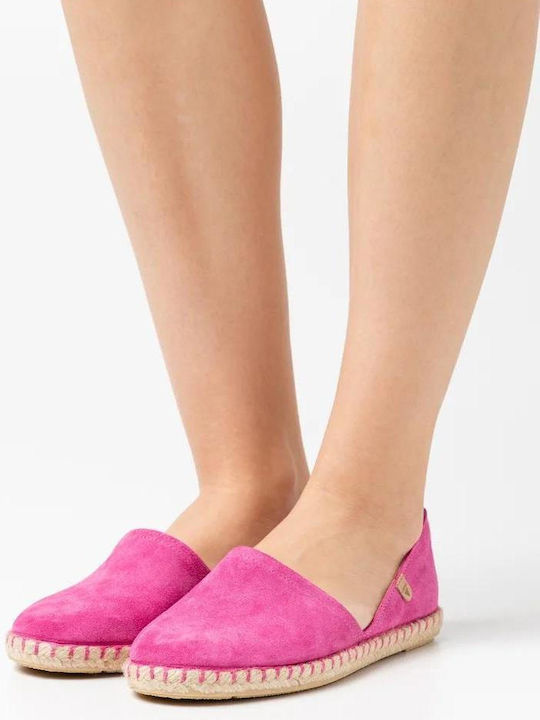 Serraje Women's Leather Espadrilles Fuchsia