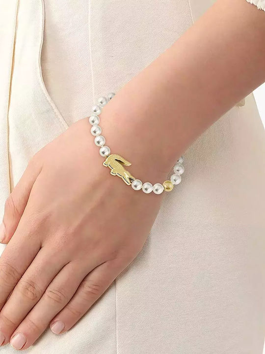 Lacoste Bracelet made of Steel Gold Plated with Pearls