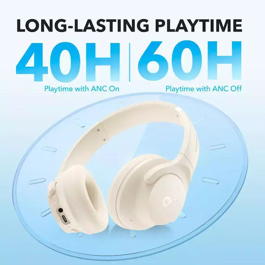 Soundcore by Anker Q20i Wireless / Wired Over Ear Headphones with 40 hours of Operation and Quick Charge White