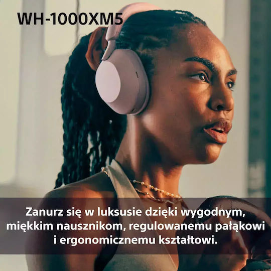 Sony WH-1000XM5 Безжични / Жични Over Ear Слушалки с 30 часа Работа и Бързо Зареждане Розови