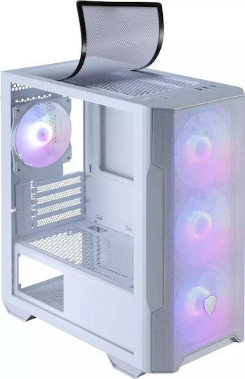 MSI Mag Forge M100R Gaming Mikro-Turm Computergehäuse mit Seitenfenster und RGB-Beleuchtung Weiß