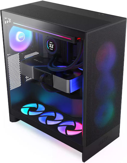 NZXT H7 Flow RGB Gaming Midi Tower Κουτί Υπολογιστή με Πλαϊνό Παράθυρο Μαύρο