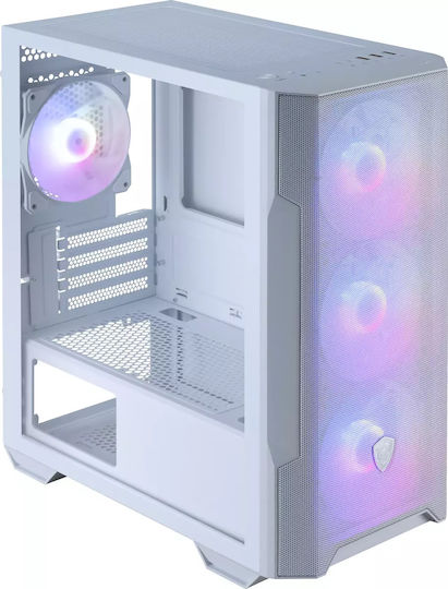 MSI Mag Forge M100R Gaming Mikro-Turm Computergehäuse mit Seitenfenster und RGB-Beleuchtung Weiß