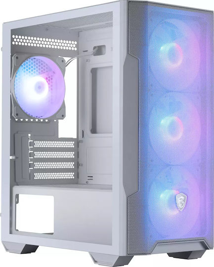 MSI Mag Forge M100R Gaming Mikro-Turm Computergehäuse mit Seitenfenster und RGB-Beleuchtung Weiß