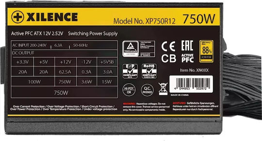 Xilence XP750R12.ARGB 750W Black Computer Power Supply Full Wired 80 Plus Gold