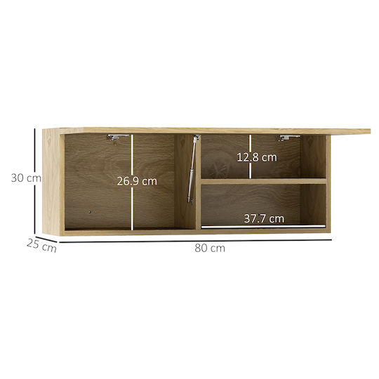 HomCom Ντουλάπι Μπάνιου 80x25x30cm Φυσικό Ξύλο