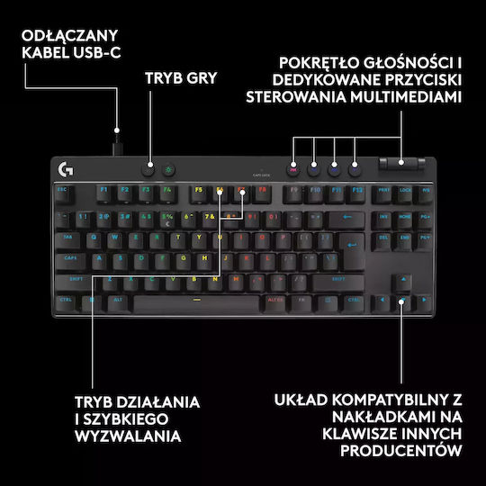 Logitech Pro X TKL Rapid Gaming Keyboard Tenkeyless with Magnetic switches and RGB lighting (English US)