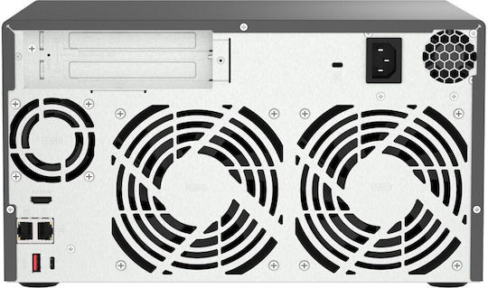 QNap NAS Turm mit 8 Steckplätzen für HDD/M.2/SSD und 2 Ethernet-Anschlüsse (TVS-h874X-i9-64G)