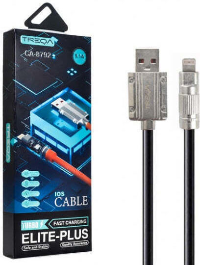 Treqa Редовна USB-A към Lightning кабел 100W Черен 1м