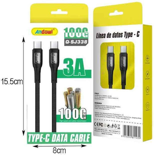 Andowl USB 2.0 Kabel USB-C Männlich - USB-C 1m Q-SJ338