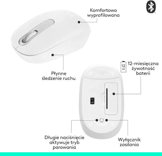 Logitech M196 Безжичен Bluetooth Мишка Off White