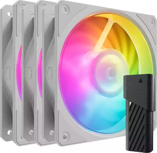 CoolerMaster Mobius 120P Case Fans (2400rpm / 75.2cfm) with ARGB Lighting and 4-Pin PWM Connection Pack of 3 White