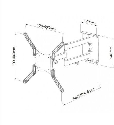Techly ICA-PLB 136M Wall TV Mount with Arm up to 55" and 45kg White White