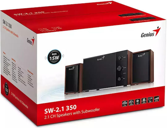 Genius SW-2.1 300 Ηχεία Υπολογιστή 2.1 με Ισχύ 15W Καφέ
