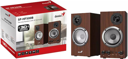 Genius Sp-hf 500b 31730047400 Двойка Hi-Fi Говорители Bookself 16W 2 Брой шофьори Кафяв