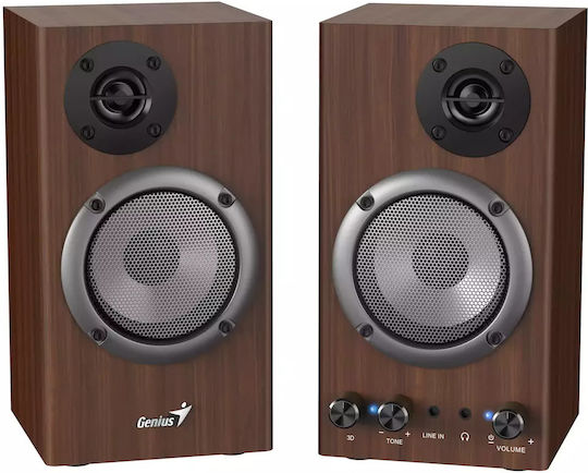 Genius Sp-hf 500b 31730047400 Двойка Hi-Fi Говорители Bookself 16W 2 Брой шофьори Кафяв