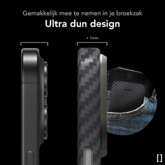 Nekit Задна корица Aramid Fiber 1мм Черен (iPhone 16 Pro)