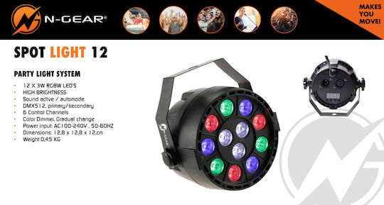 N-Gear Φωτορυθμικό Spot LED Light 12 RGBW