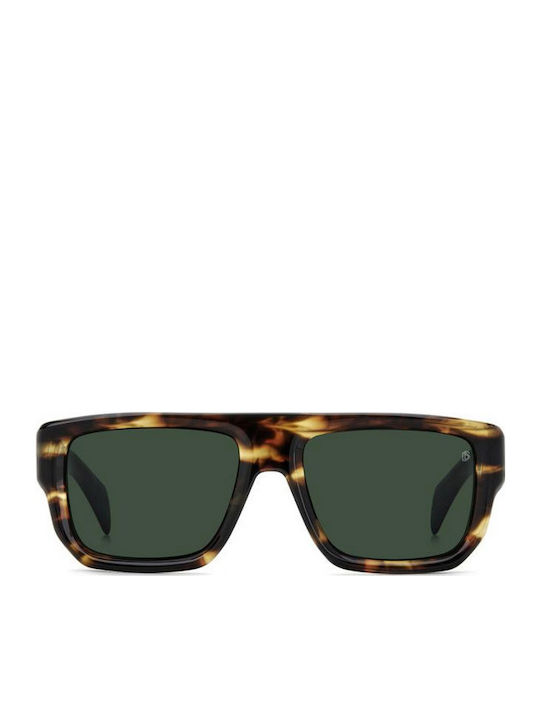 David Beckham Men's Sunglasses with Brown Tartaruga Plastic Frame and Green Lens DB 7132/S WR9/QT