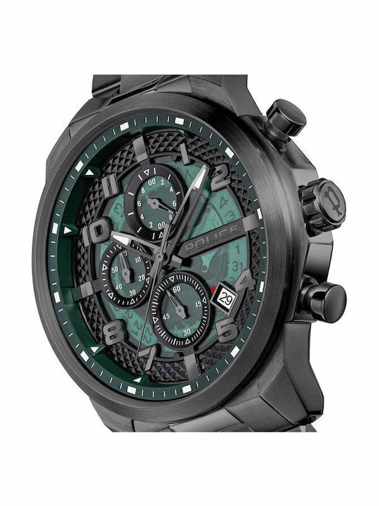 Police Men's Watch Chronograph Battery with Black Metal Bracelet