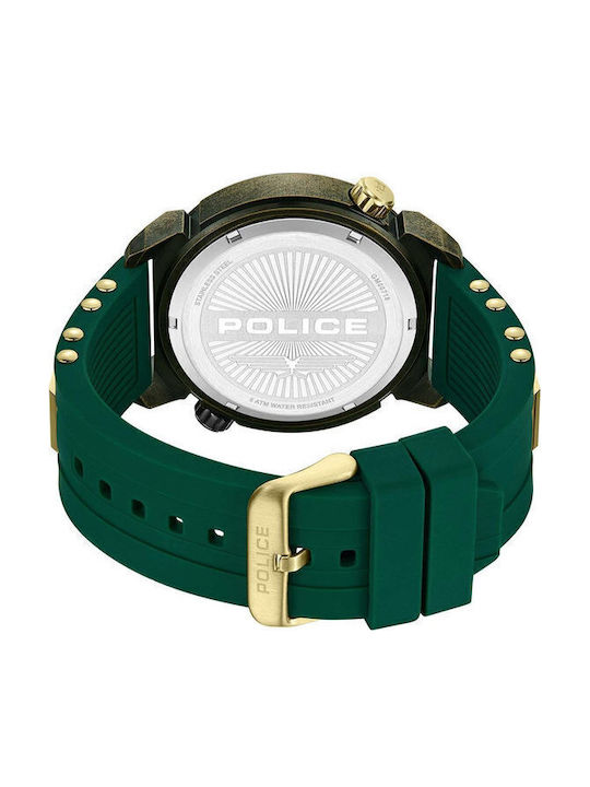 Police Boa Men's Watch Battery with Green Rubber Strap