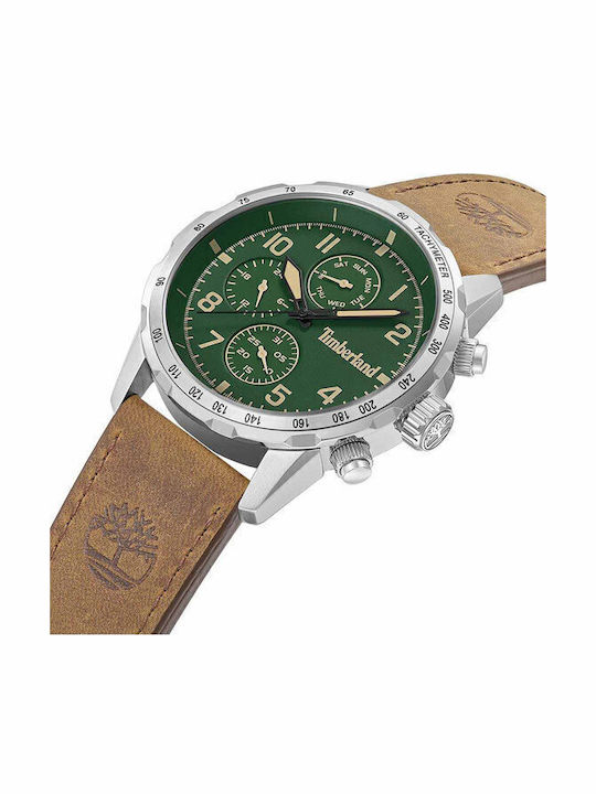 Timberland Campton Ανδρικό Ρολόι Χρονογράφος Μπαταρίας με Καφέ Δερμάτινο Λουράκι