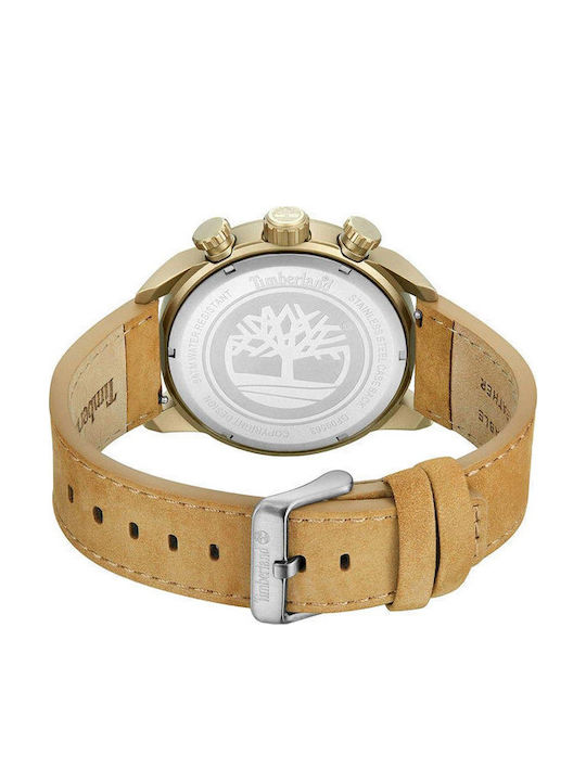 Timberland Henniker II Men's Watch 46mm Chronograph Battery with Brown Leather Strap