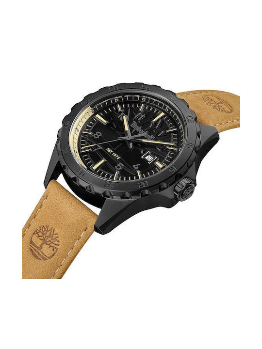 Timberland Ανδρικό Ρολόι 45mm Μπαταρίας με Καφέ Δερμάτινο Λουράκι