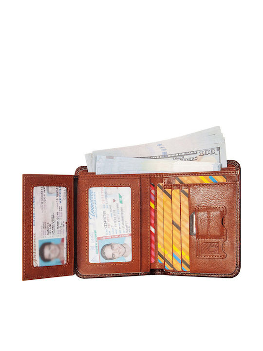 Leather Men's Wallet Classic with RFID Tabac Brown
