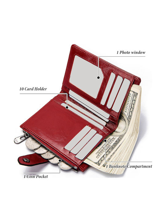 Leather Men's Wallet Classic with RFID Red