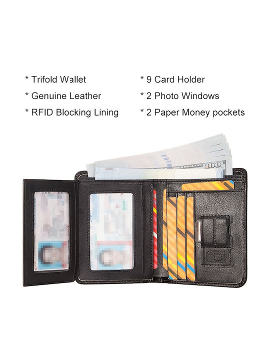 Кожен Мъжки Портфейл с RFID Черен