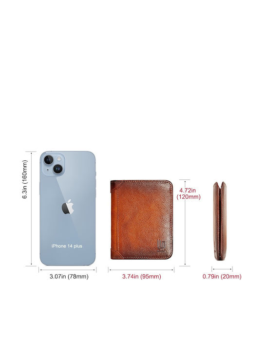 Leather Men's Wallet Classic with RFID Tabac Brown
