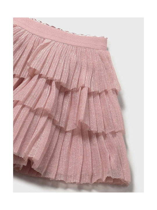 Mayoral Kids Pleated Tulle Skirt Pink