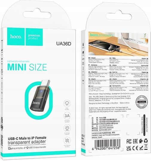 Hoco Ua36d Converter USB-C male to Lightning female 1pcs