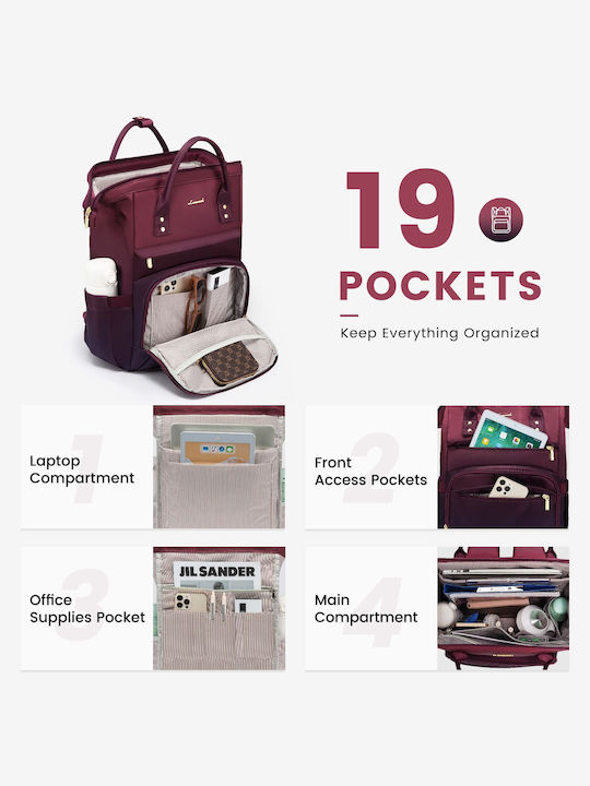 Lovevook Waterproof Backpack Backpack for 15.6" Laptop Burgundy MB2197
