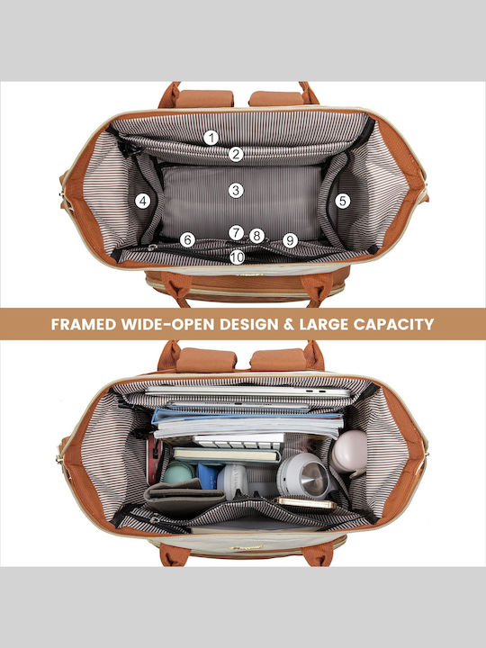 Lovevook Wasserdicht Tasche Rucksack für Laptop 15.6" beige/brown WB1577